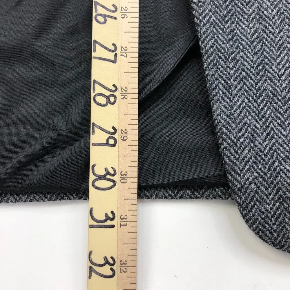 Stafford Herringbone 40 R Gray 100% Wool Button Blazer Sport Coat Jacket